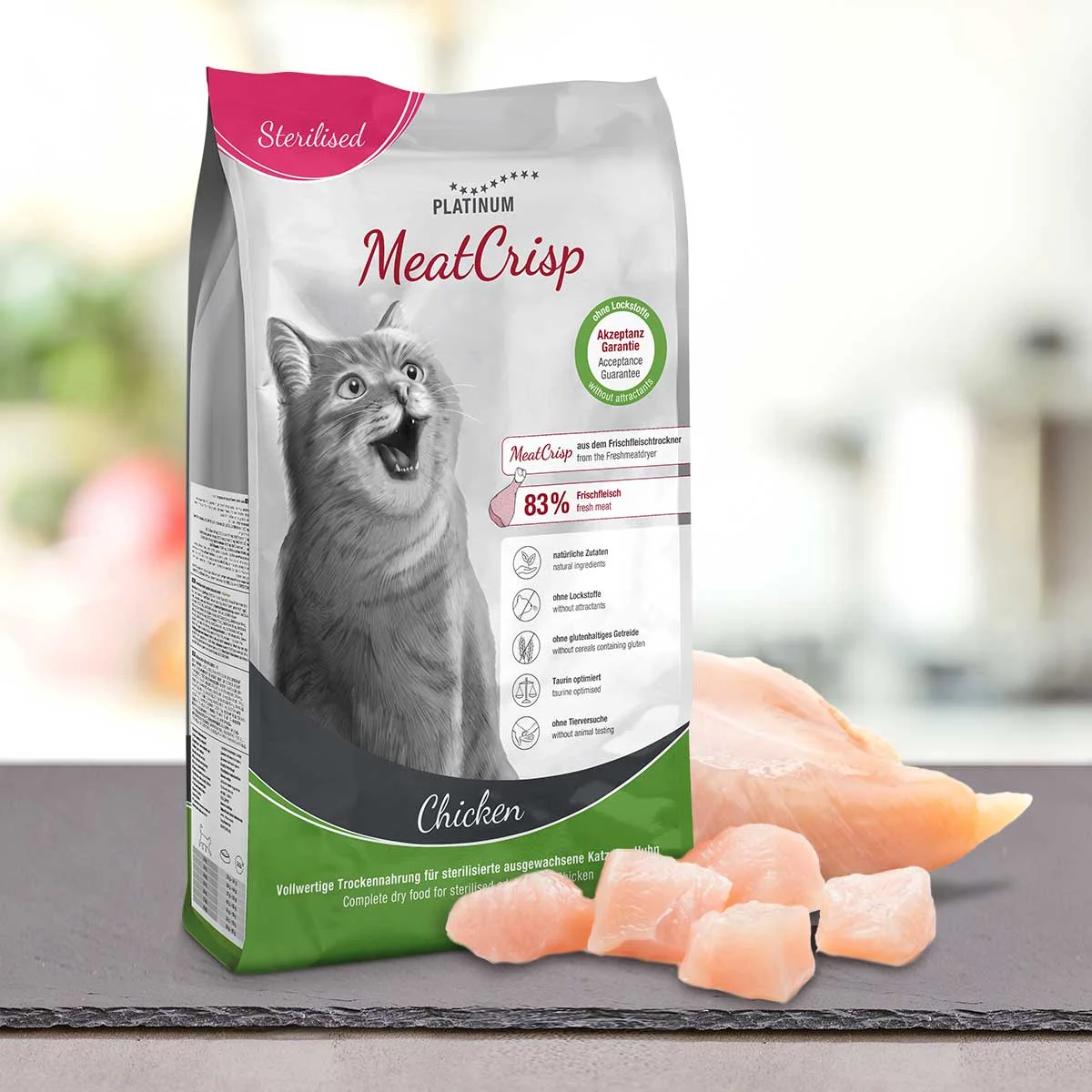 Platinum MeatCrisp Sterilised Chicken - Kuře pro kastrované kočky 3 kg