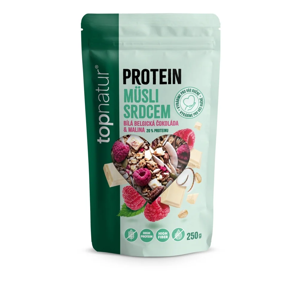 Topnatur Protein Müsli srdcem malina & bílá čokoláda 250 g