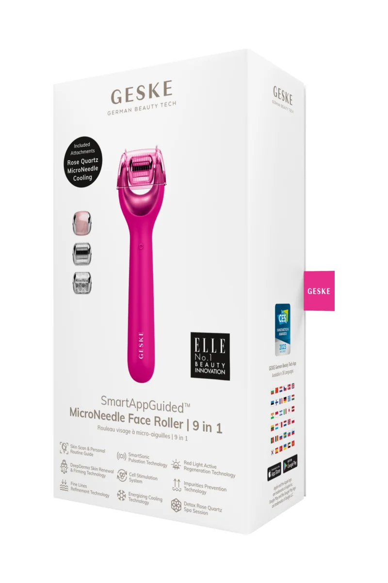 GESKE MicroNeedle Face Roller 9in1 masážní váleček s mikrojehličkami magenta