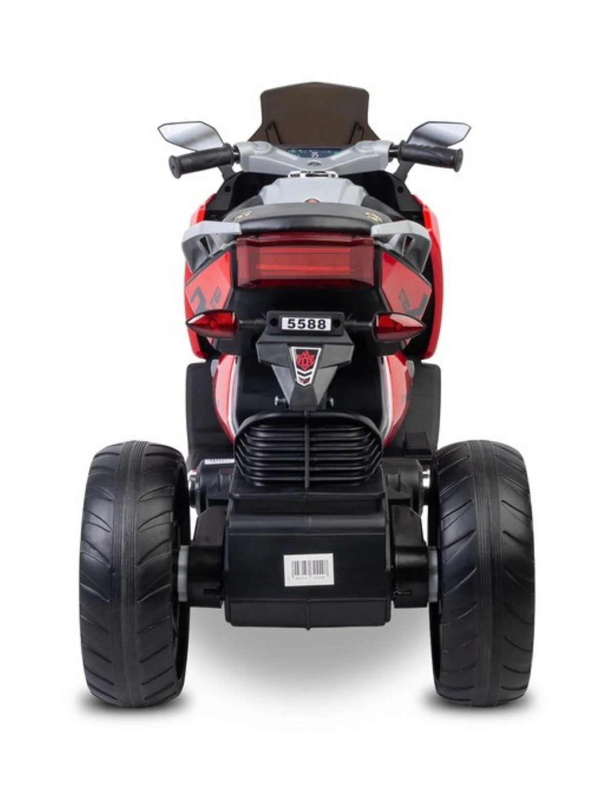 Toyz Elektrická tříkolová motorka pro děti – 2 motory, LED, USB, červená