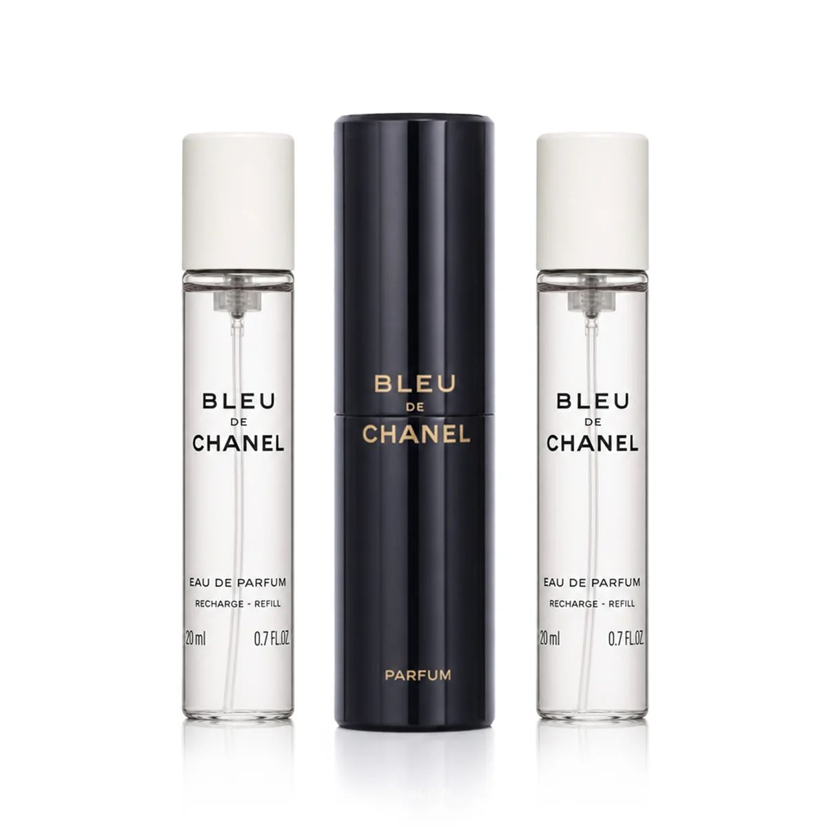 Chanel Bleu de  Parfém kapesní sprej plnitelný 20 ml + Parfém náplň 2 x 20 ml M x 20 ml M