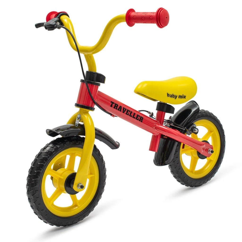 Baby Mix Dětské balanční kolo s brzdou  Traveller červené