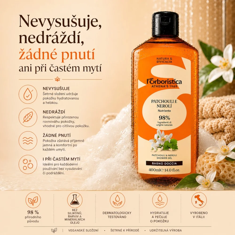 Erboristica Sprchový gel s vůní pačule a neroli 400 ml