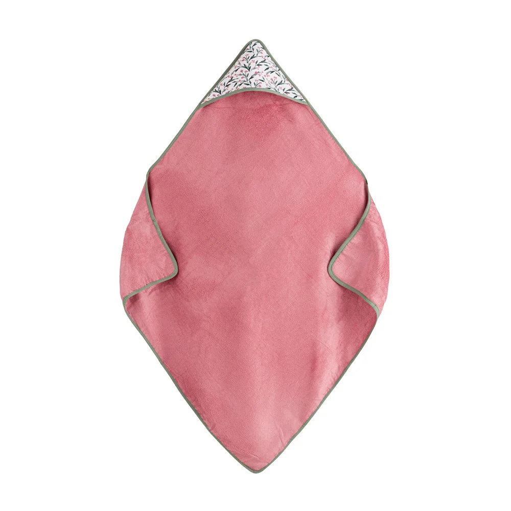 Petite&Mars Osuška bambusová s kapucí Loulou Pink Meadow 1 ks