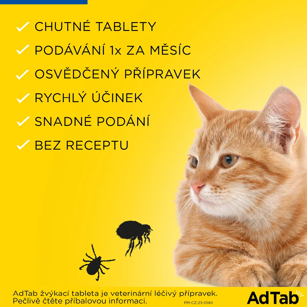 AdTab Žvýkací tablety pro kočky 0,5-2 kg 12 mg 1 tableta