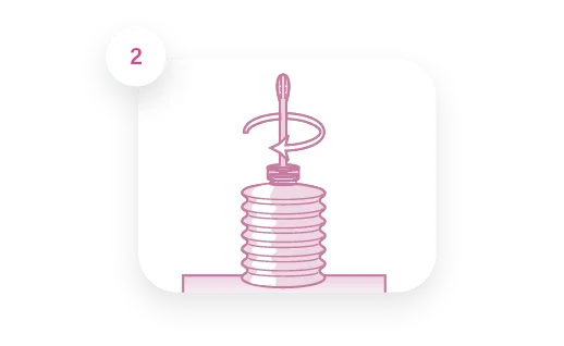 2. Na nádobu našroubujte nástavec.