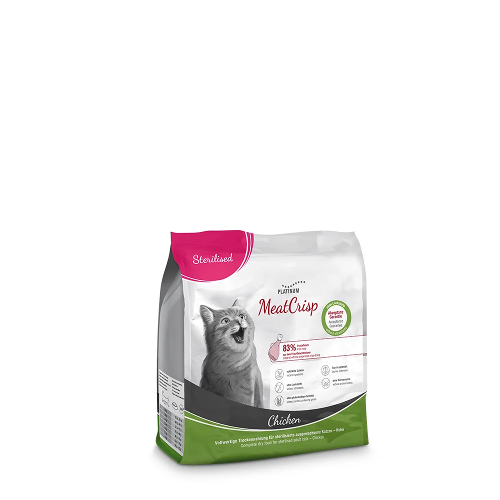 Platinum MeatCrisp Sterilised Chicken - Kuře pro kastrované kočky 400 g