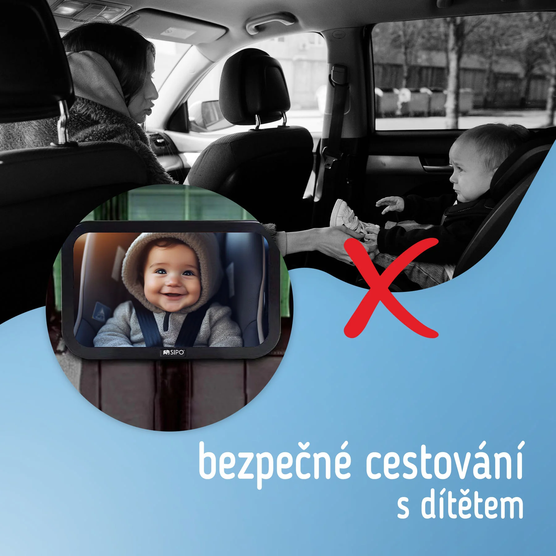 SIPO Zpětné zrcátko na dítě na zadní opěrku
