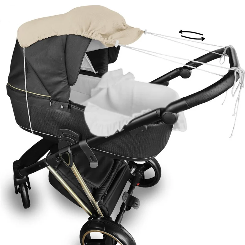 Baby Nellys Mušelínová sluneční stříška na kočárek NATURE - béžová