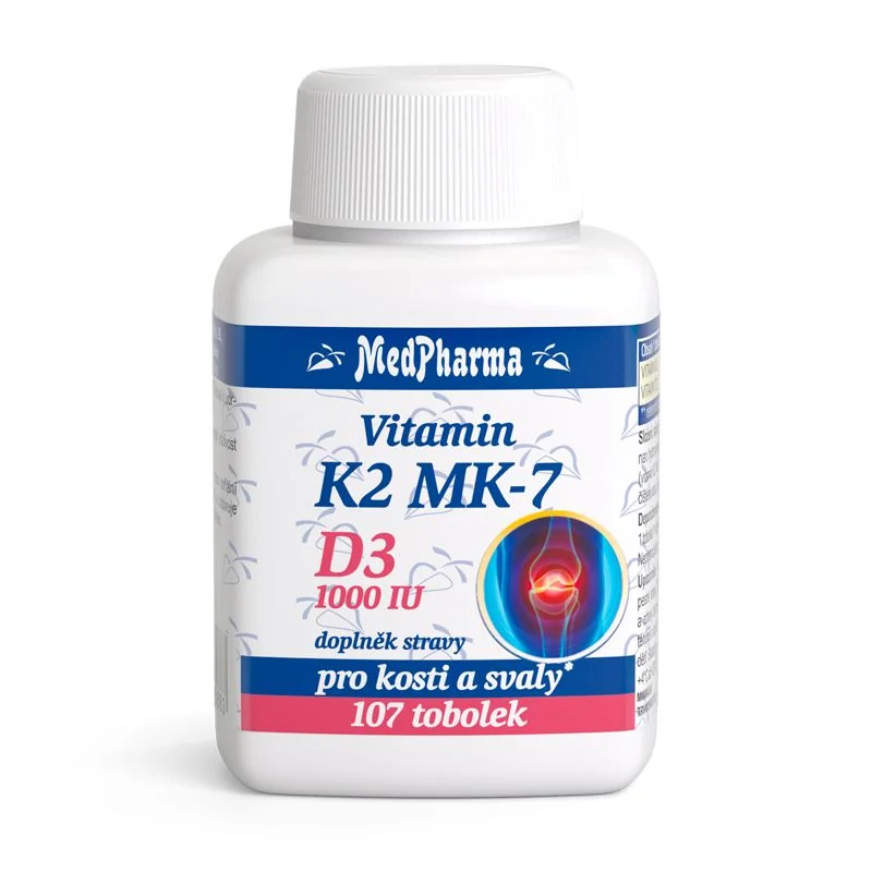 Medpharma Vitamin K2 MK-7 + D3 1000 IU 107 tobolek