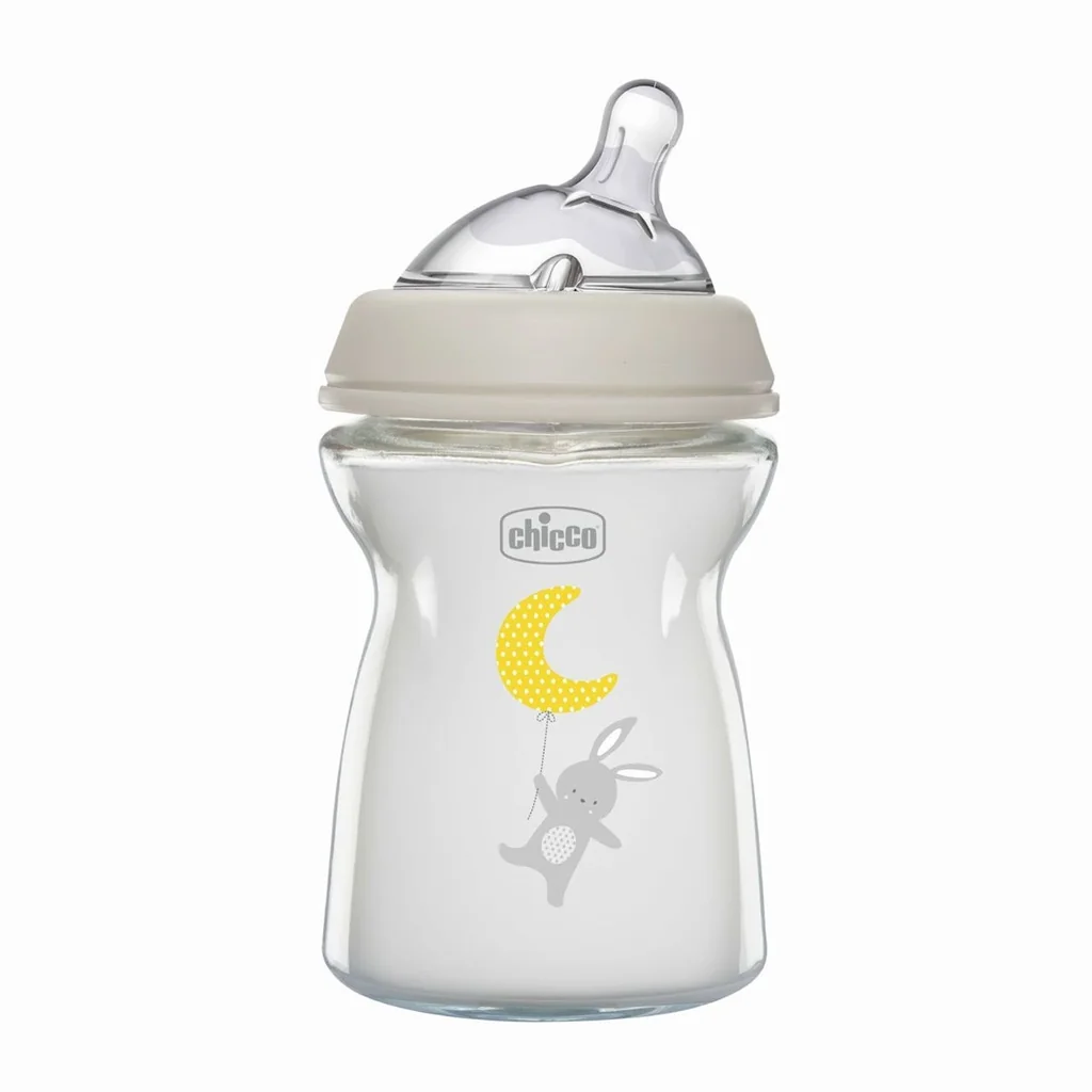 Chicco Láhev kojenecká antikolik Natural Feeling skleněná 0m+ 250 ml neutrální