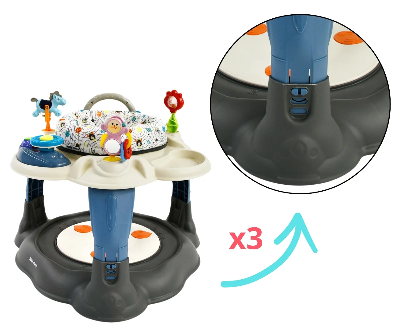 Milly Mally Interaktivní centrum aktivit TWIST 3v1,  grey