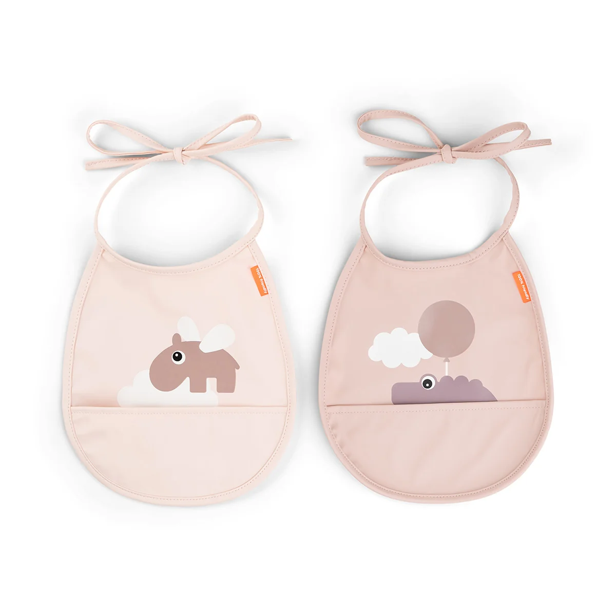 Done by Deer kapesní bryndáčky Tiny Happy clouds, růžové - 2 ks