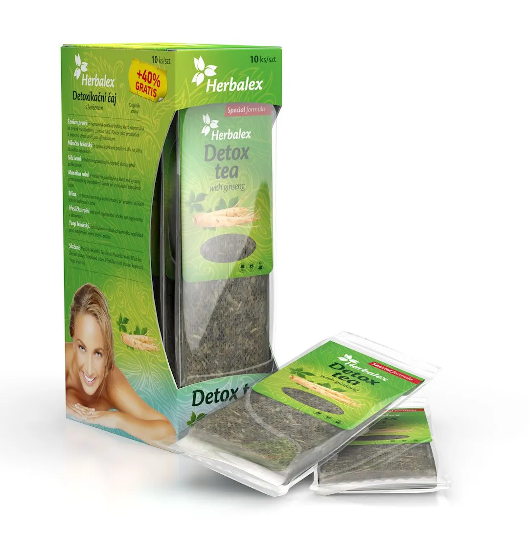 Herbalex Detoxikační čaj s ženšenem 10 sáčků + 40 % zdarma