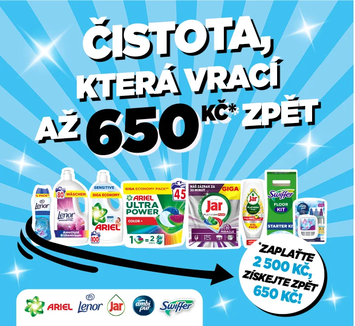 Cashback. Získejte peníze zpět na svůj účet. Čistota, která vrací zpět až 650 Kč.* Cashback. Získejte peníze zpět na svůj účet. Čistota, která vrací zpět až 650 Kč.*
