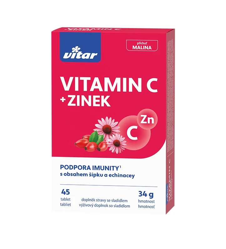 Vitar Vitamin C + zinek + echinacea + šípek 30+15 tablet