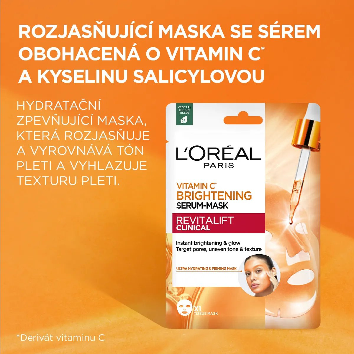 Loréal Paris Revitalift Clinical rozjasňující pleťová maska s vitaminem C 26 g