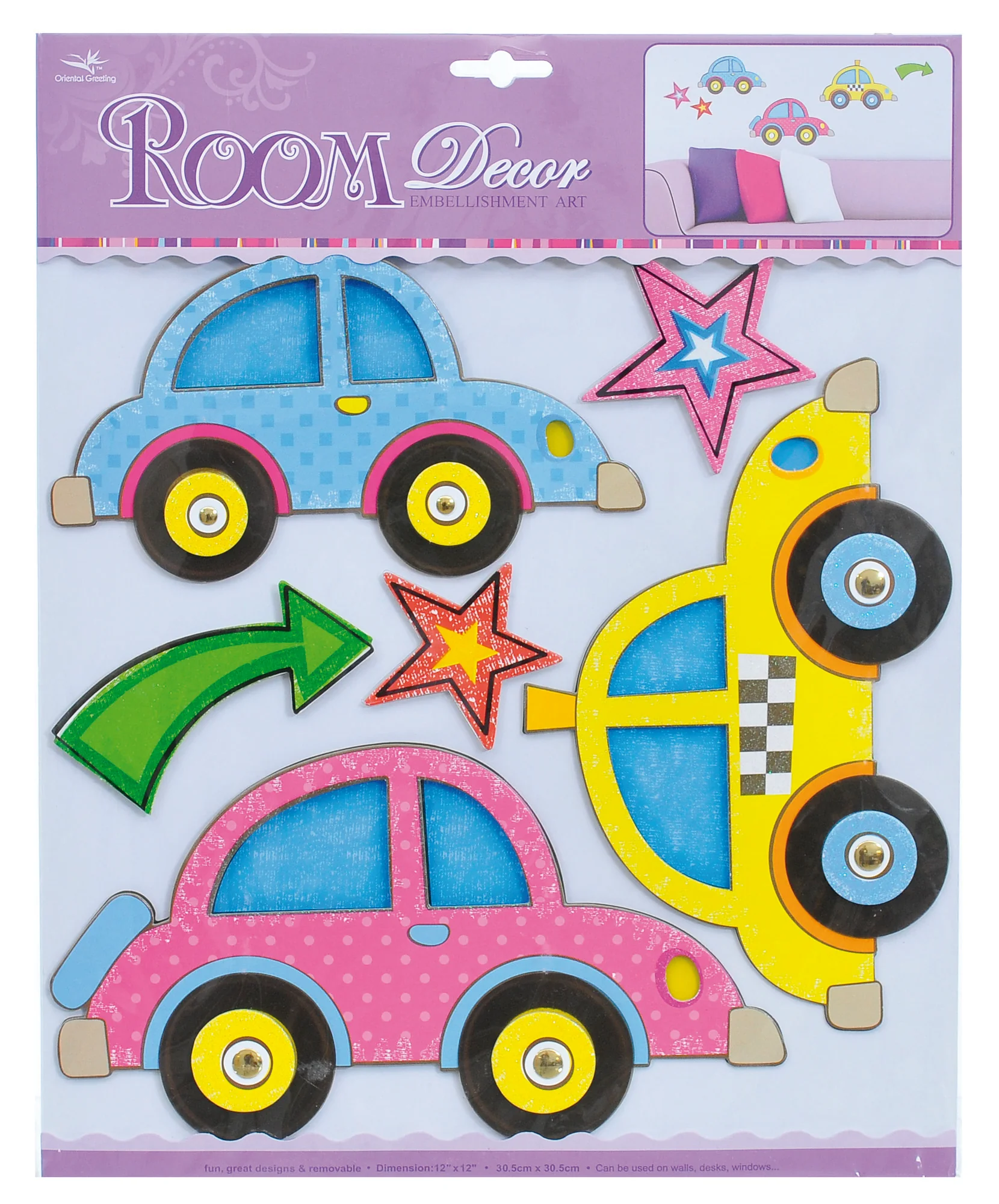 Decor Room Dětské prostorové samolepky na zeď - auta