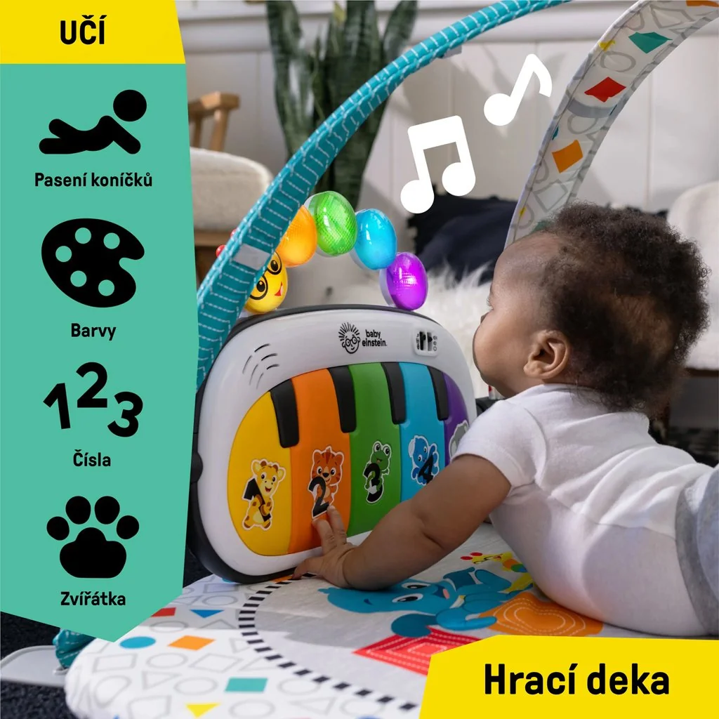 Baby Einstein Postýlka s ohrádkou na hraní a klavírem 3v1 Kick & Snooze™ 0m+