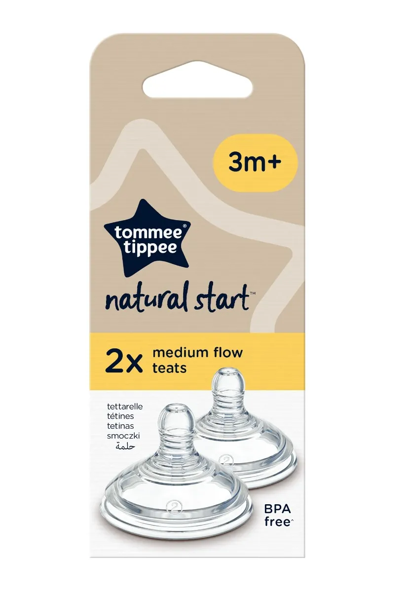 Tommee Tippee Anti-Colic Savička na lahev Natural Start Střední Průtok 3m+ 2 ks