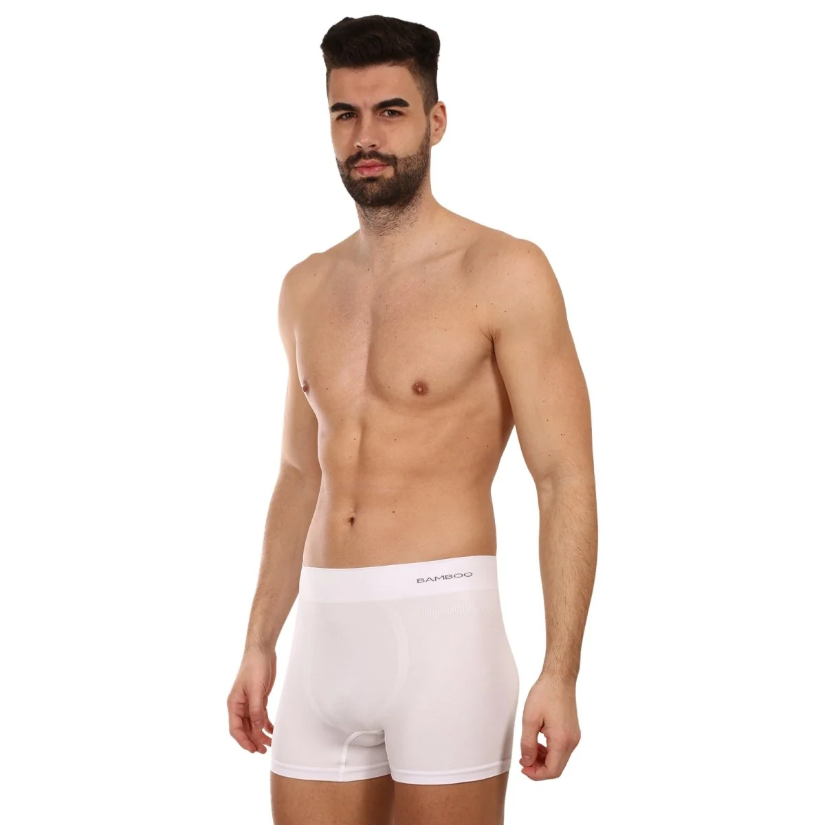 Gino Pánské boxerky bezešvé bambusové bílé (54005) XL