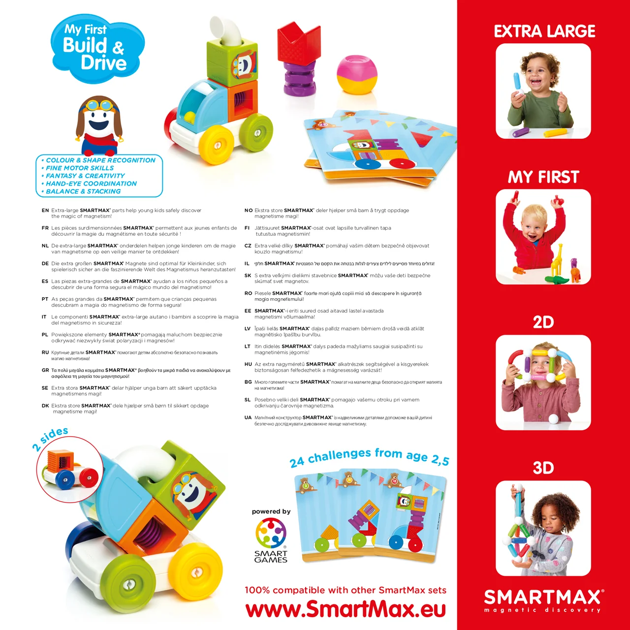 Smartmax Moje první magnetická stavebnice s autem 2v1