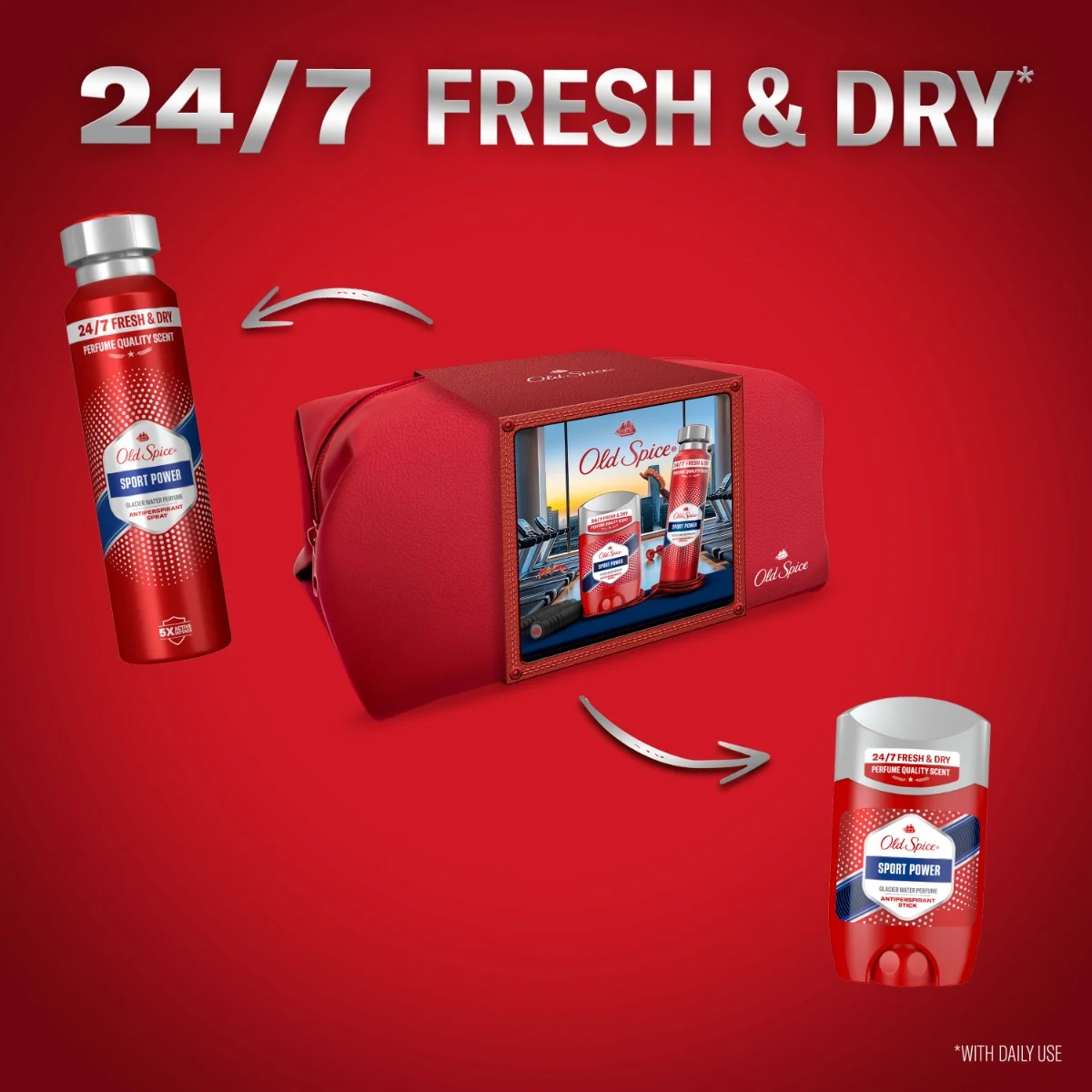 Old Spice Xmass sada Sport Power v taštičce antiperspiranty 150 ml + 50 ml