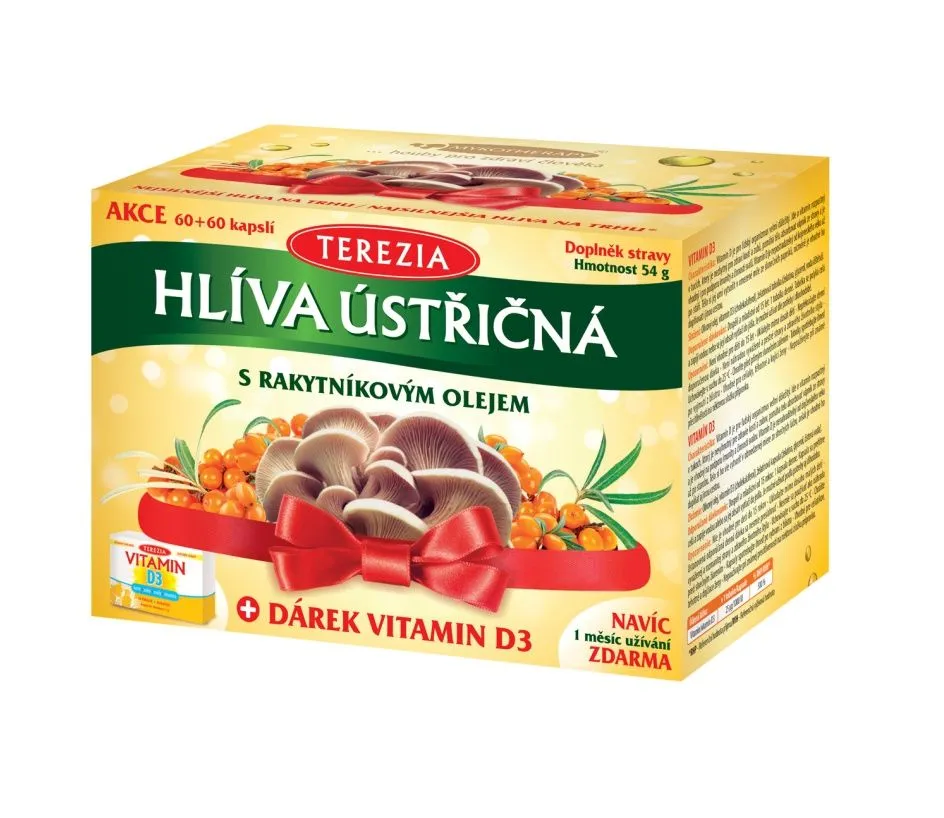 Terezia Hlíva ústřičná s rakytníkovým olejem 120 kapslí + Vitamin D3 30 tobolek