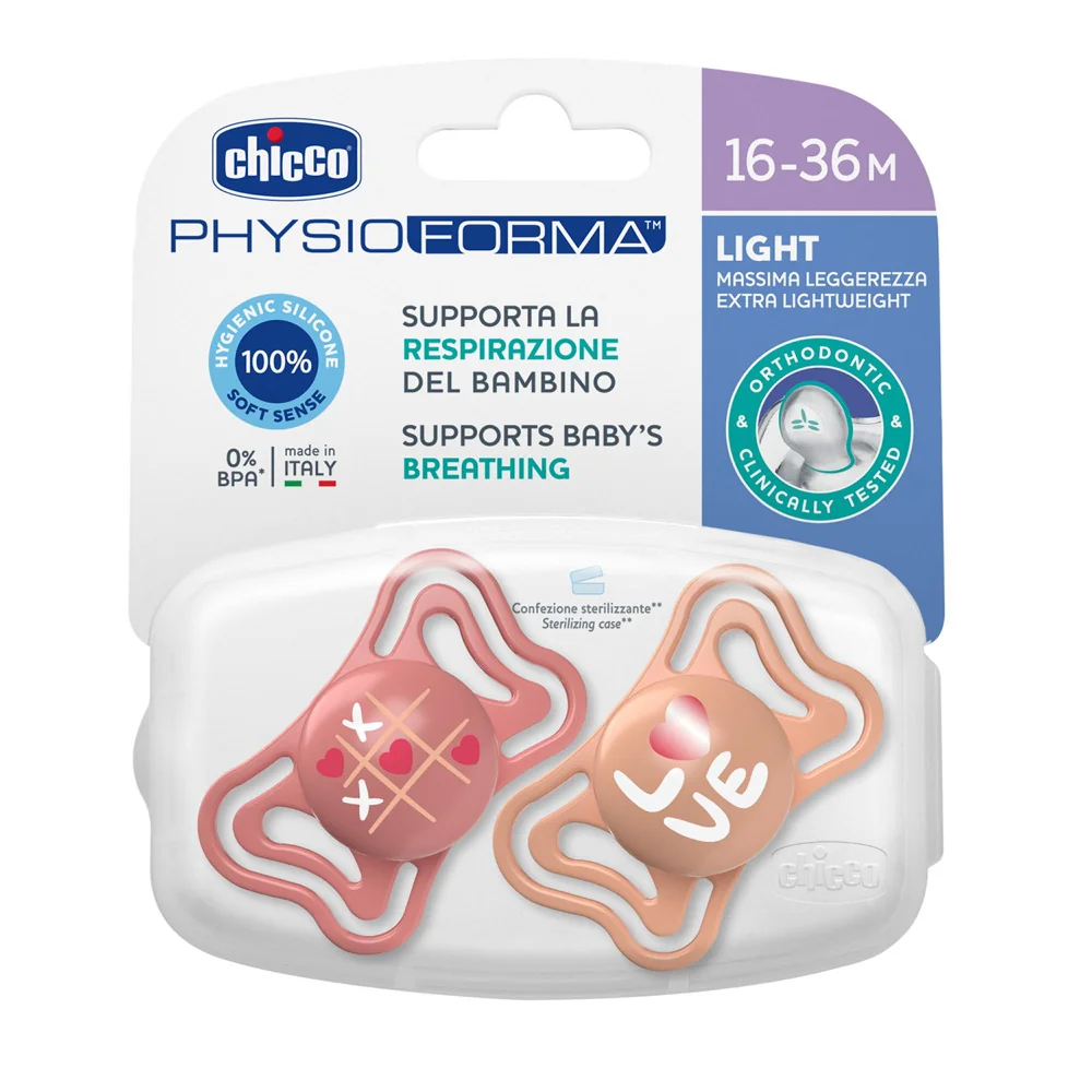 Chicco Dudlík Physio Light silikonový růžový 16–36 m 2 ks