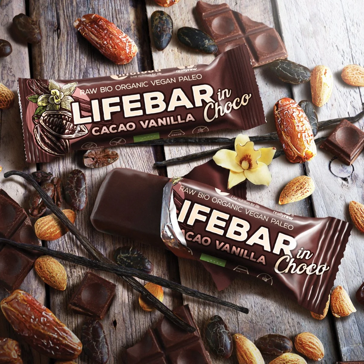 LifeFood Lifebar InChoco tyčinka Cacao Vanilla RAW BIO 40 g