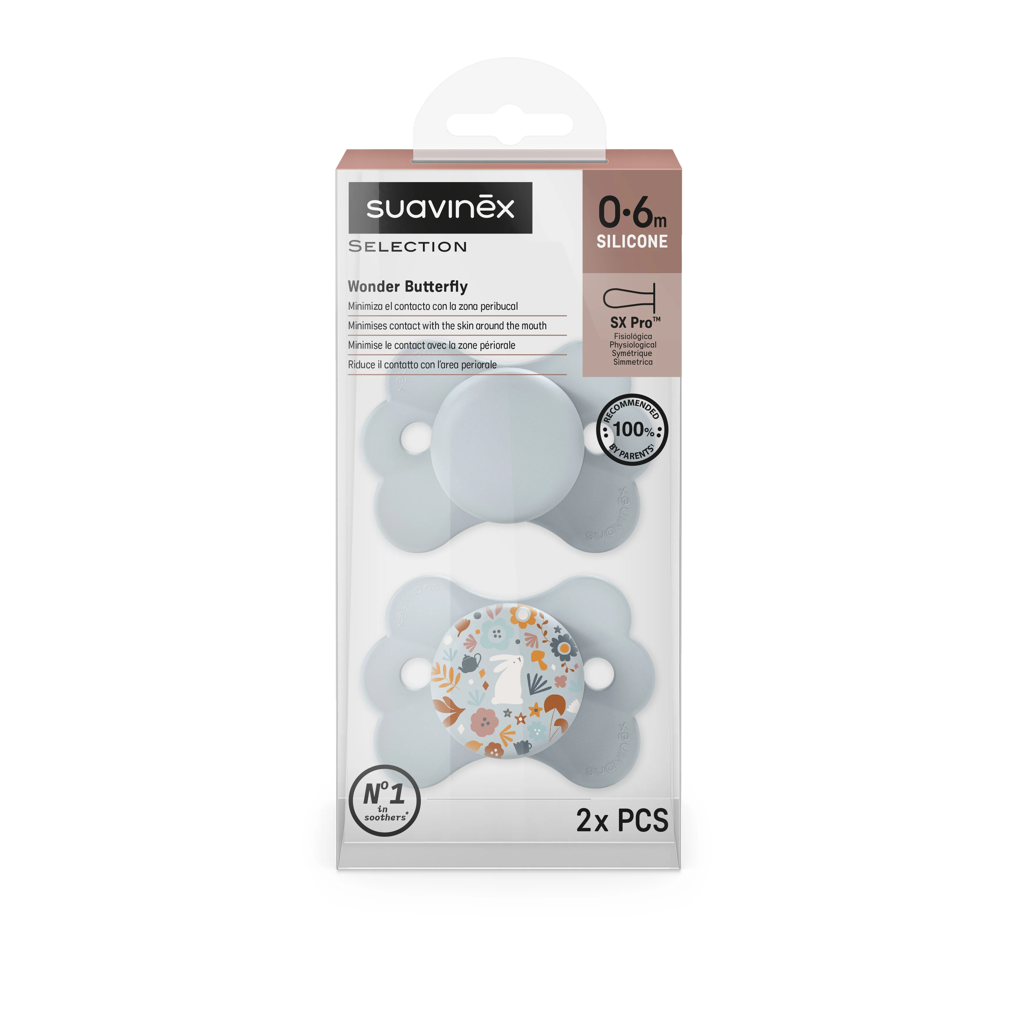 Suavinex Wonderland SX PRO Fyziologický dudlík 0-6m 2 ks modrý