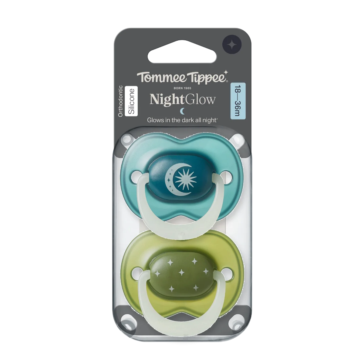 Tommee Tippee Silikonový dudlík Night 18-36m 2 ks více barevných variant
