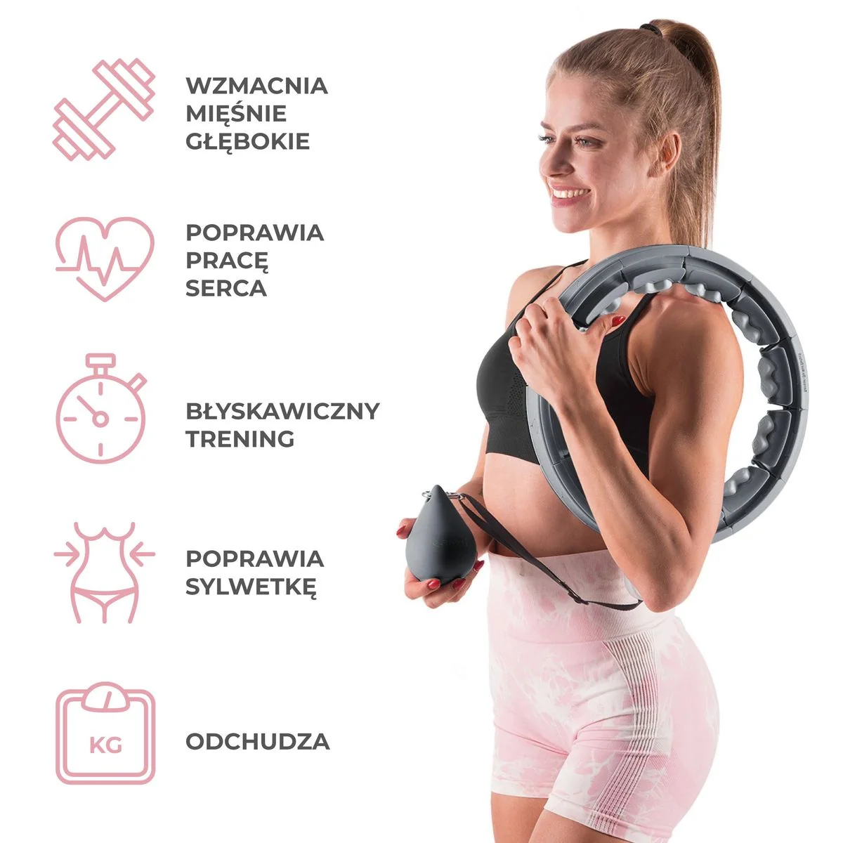 HMS Sada masážní hula hoop HHW06 černá se závažím