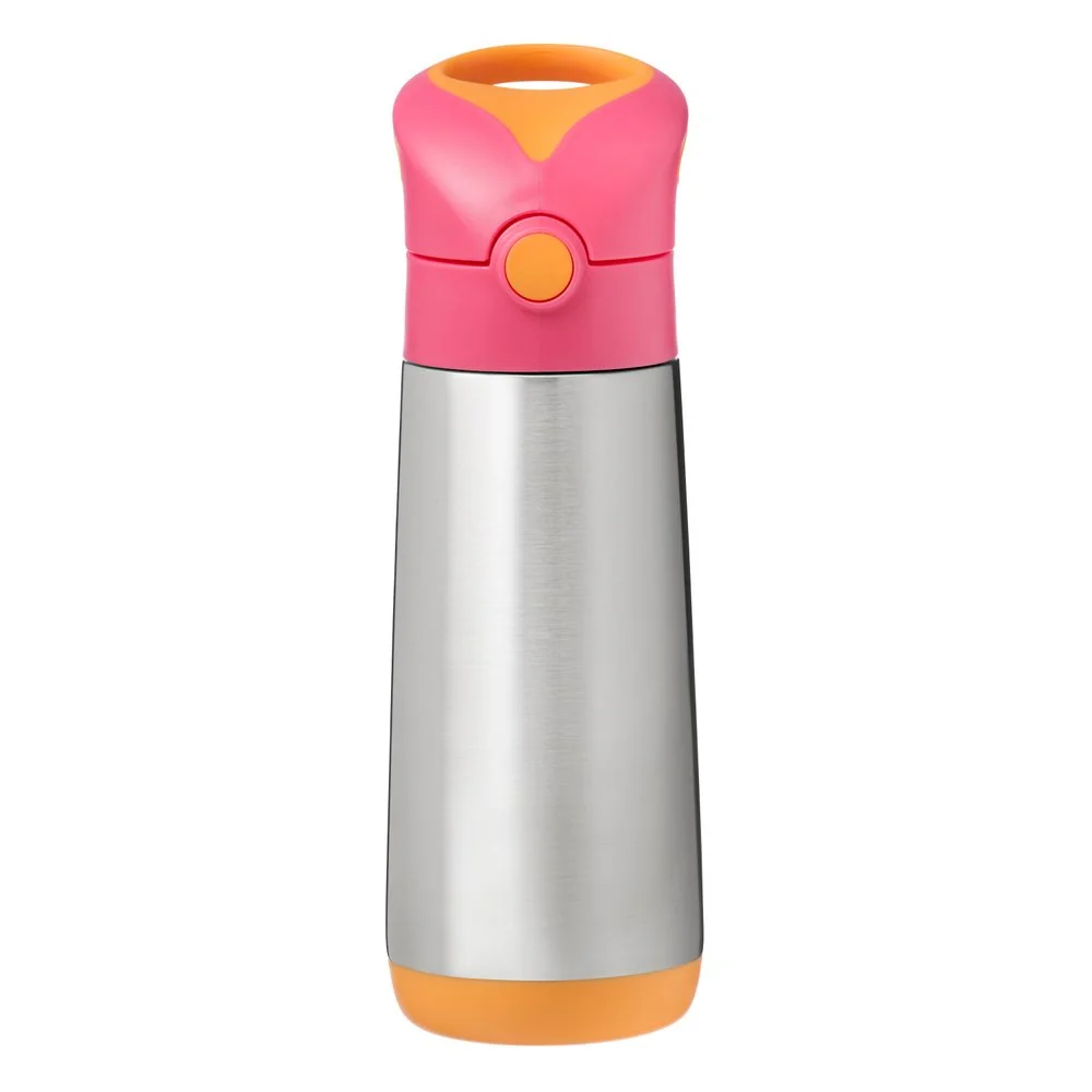 B.BOX Termoska na pití s brčkem 500 ml - růžová/oranžová