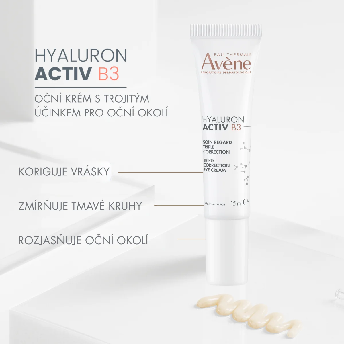 Avène Hyaluron Activ B3 Oční krém s trojitým účinkem 15 ml