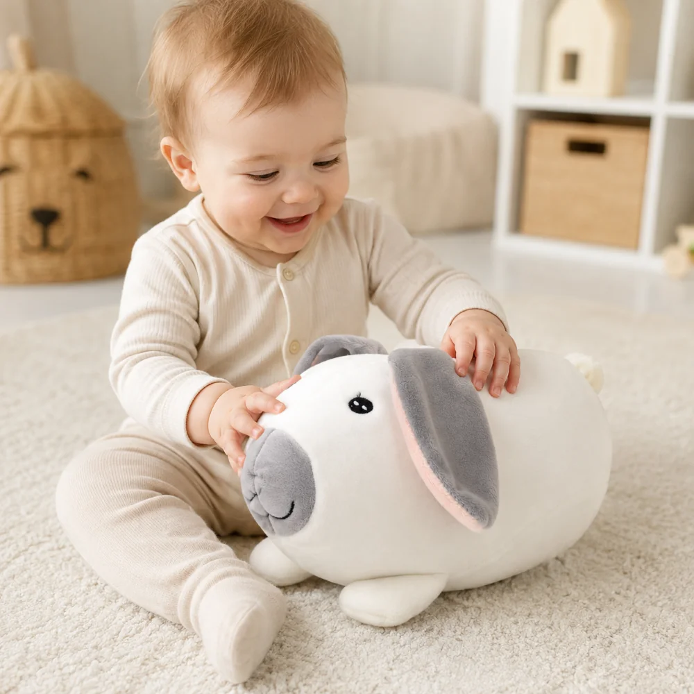 Babyono Plyšová hračka Tulilo Králíček, 27 cm - bílo/šedý