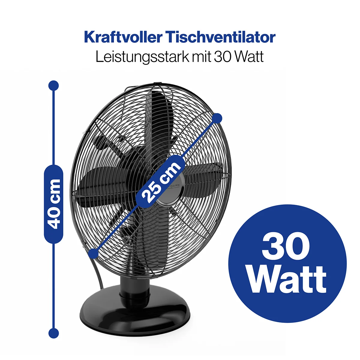 ProfiCare VL 3062 BK ventilátor 25cm kovový černý 