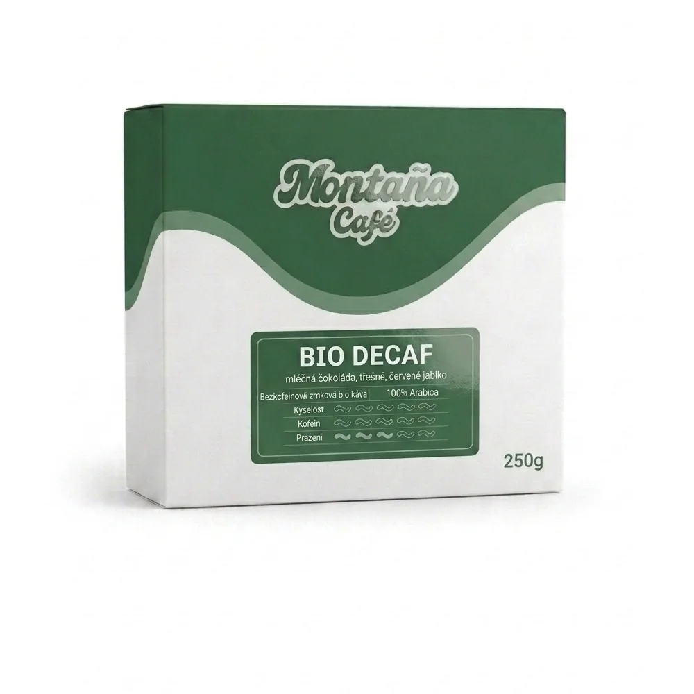 Montaña Café Bio Decaf bezkofeinová zrnková káva 250 g
