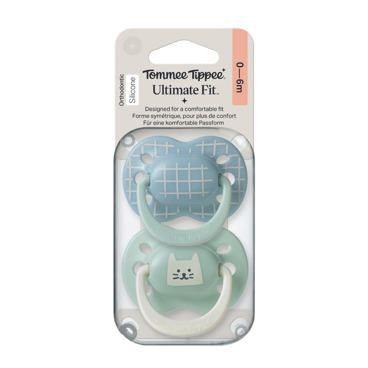 Tommee Tippee Ultimate Fit silikonový dudlík 0-6m, Boy 2 ks modrá