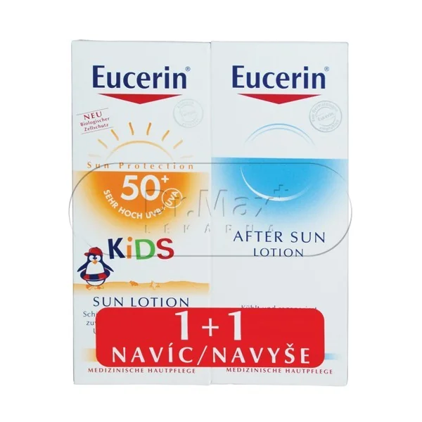 EUCERIN SUN SPF50+ Dětské mléko na opalování 150ml + Regenerační mléko po opalování ZDARMA