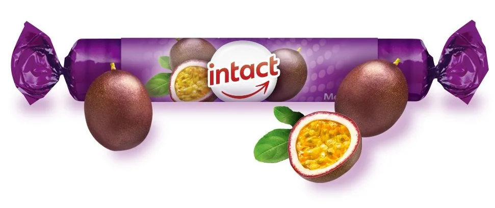 Intact Hroznový cukr s vitaminem C marakuja rolička 40 g