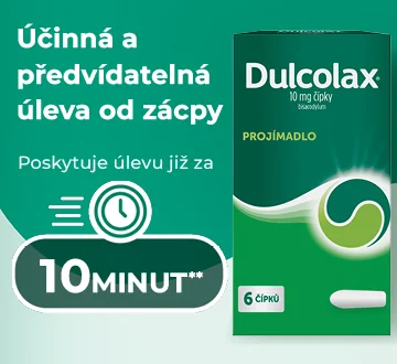 Účinná a předvídatelná úleva od zácpy. Poskytuje úlevu již za 10 minut. Dulcolax čípky. Účinná a předvídatelná úleva od zácpy. Poskytuje úlevu již za 10 minut. Dulcolax čípky.