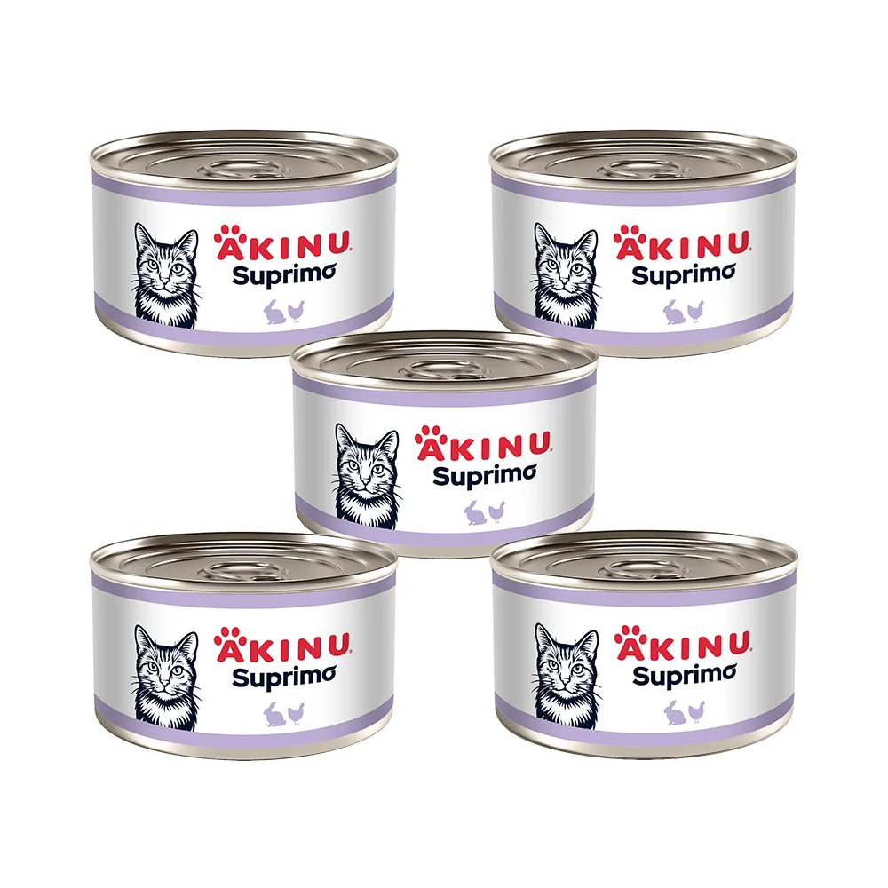 Akinu SUPRIMO Mleté s králičím konzerva pro kočky 200 g MTP 5 ks