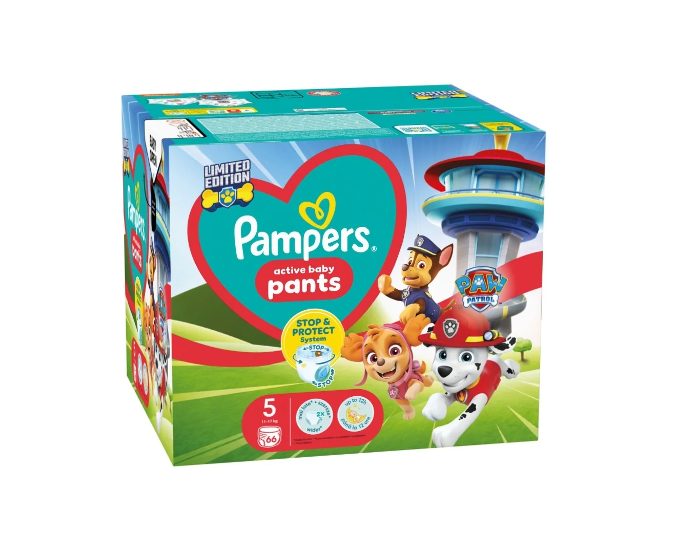 Pampers Pants vel. 5 carry pack paw patrol 11-17 kg plenkové kalhotky 66 ks