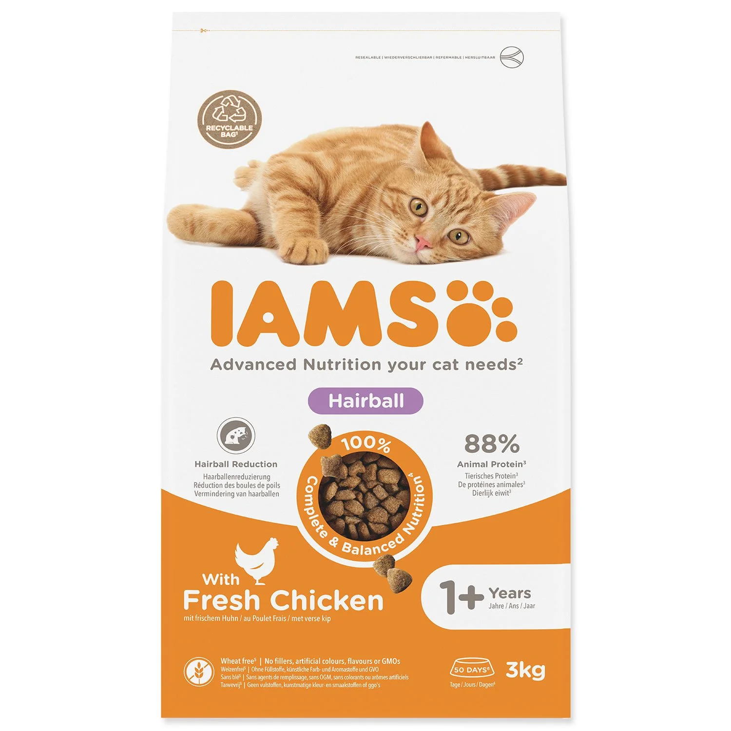 IAMS Krmivo Cat Adult Herbcontrol chicken 3kg
