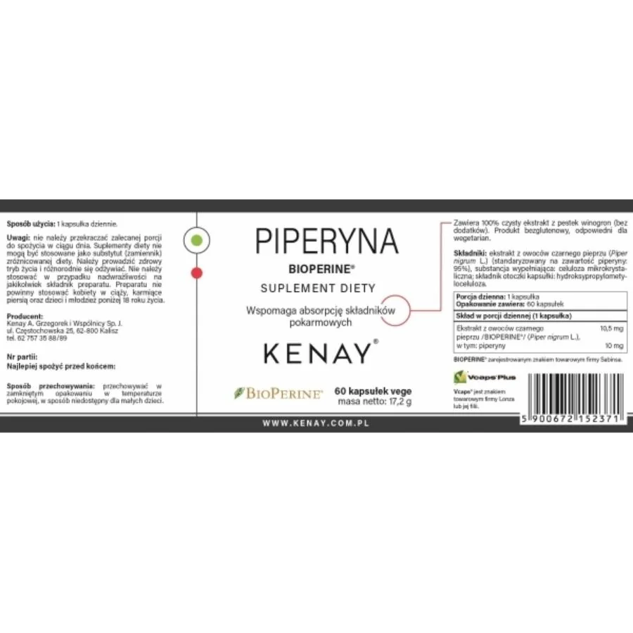 Kenay Piperin BIOPERINE 10 mg 60 kapslí