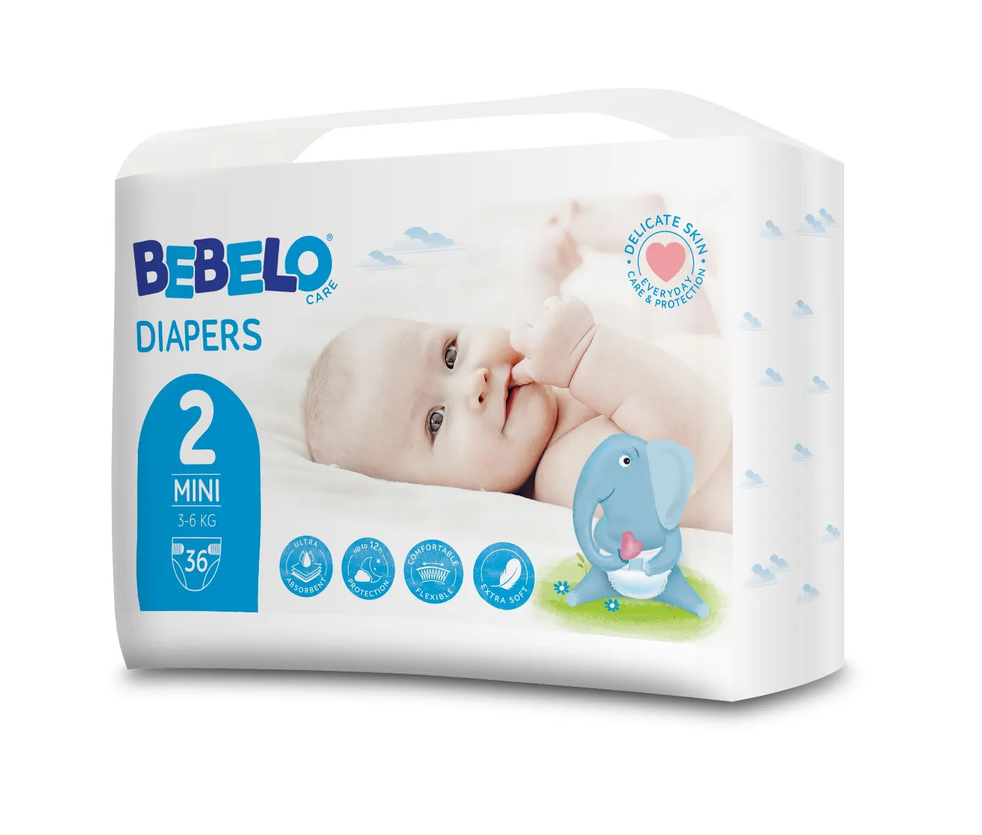 BEBELO Care Diapers Mini 2 dětské pleny 36 ks