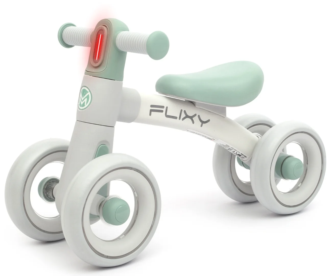 Milly Mally Dětské odrážedlo FLIXY s LED světlem a EVA koly (12–36 měsíců). mint