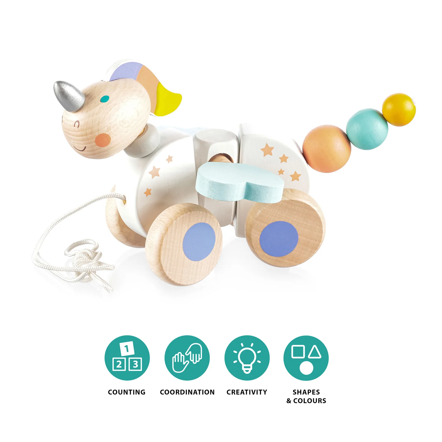 Zopa Dřevěná tahací hračka, Unicorn 2