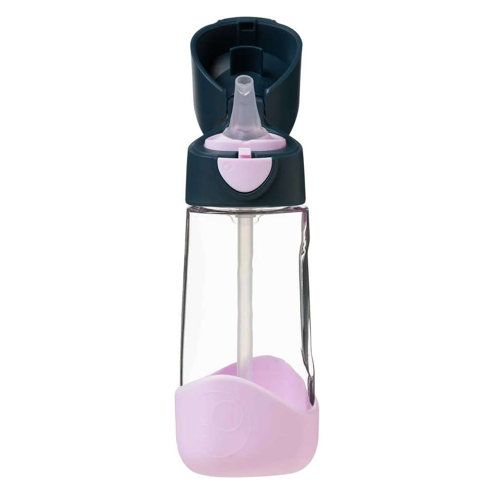 B.BOX Lahev na pití s brčkem 450 ml - indigo/růžová